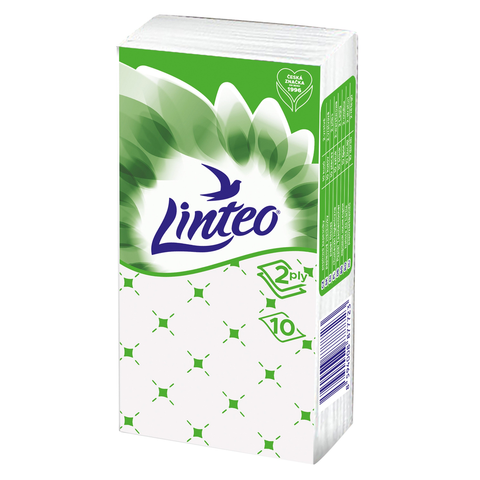 Papírové kapesníky Linteo Classic – bílé, 2vrstvé, 10 × 10 ks