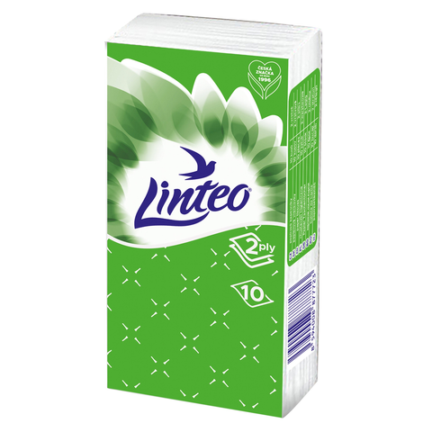 Papírové kapesníky Linteo Classic – bílé, 2vrstvé, 10 × 10 ks