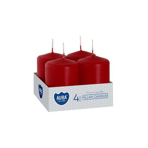 Adventní svíčky Aura – vínové / 4 ks / Ø 38 mm × výška 60 mm