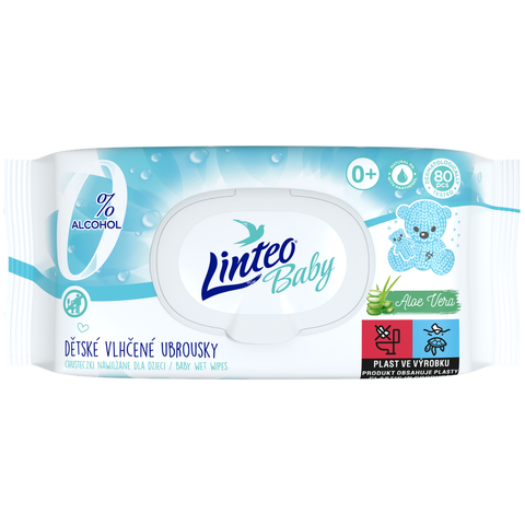 Dětské vlhčené ubrousky Linteo Baby s aloe vera – 80 ks