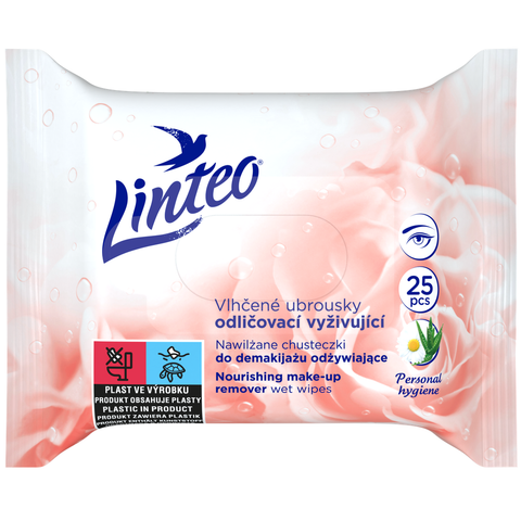 Vlhčené ubrousky Linteo, odličovací a vyživující – 25 ks