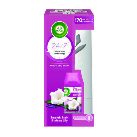 Airwick Freshmatic komplet Jemný satén a měsíční lilie 250ml