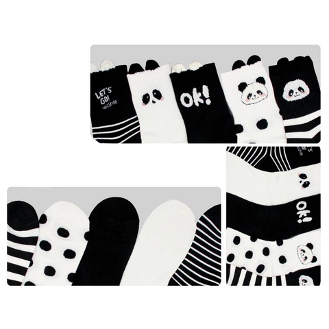 Dámské veselé ponožky Panda – balení 6 párů