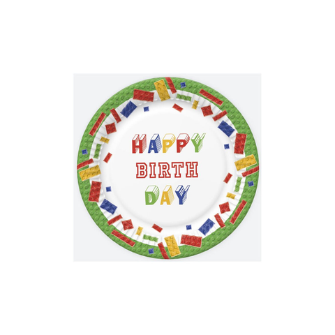 Papírový talíř Building Blocks Birthday