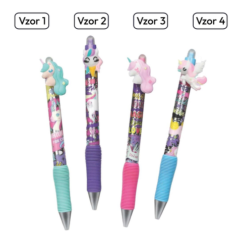 Colorino Gumovací pero Rainbow Unicorn s gumovým úchopem