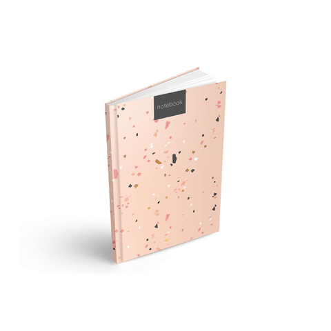 Záznamová kniha A6 – terrazzo na lososové / 100 listů / čtvereček