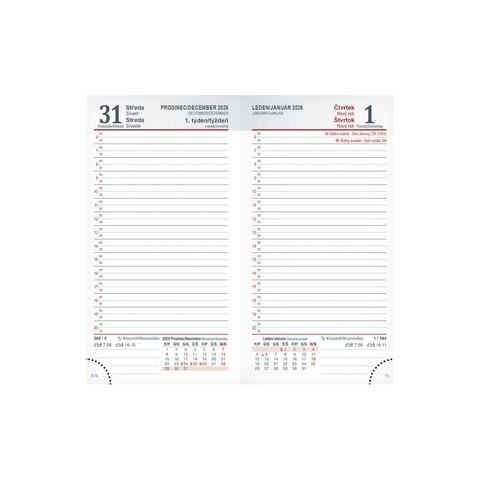 Diář 2026 D802 PVC dark brown 90x170mm