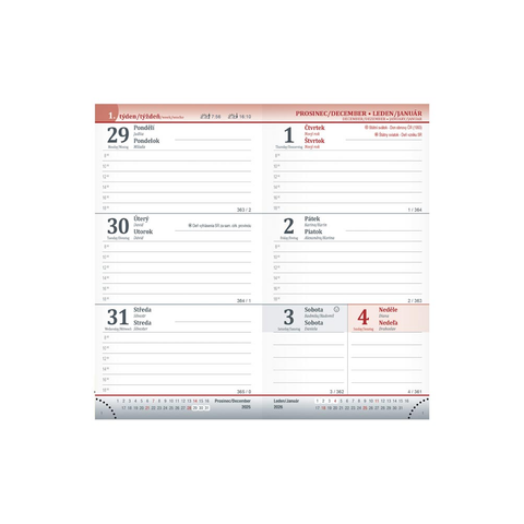 Diář 2026 T806 PVC dark gray 90x170mm