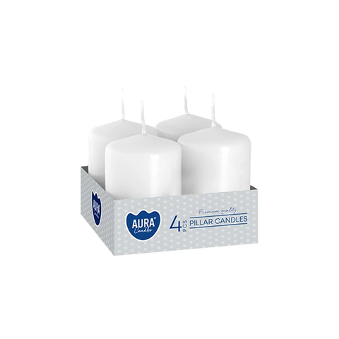 Adventní svíčky Aura – bílé / 4 ks / Ø 38 mm × výška 60 mm