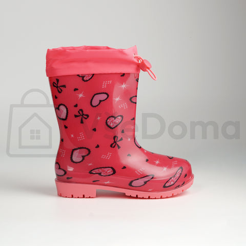 Dětské gumové holínky - Růžové se srdíčky