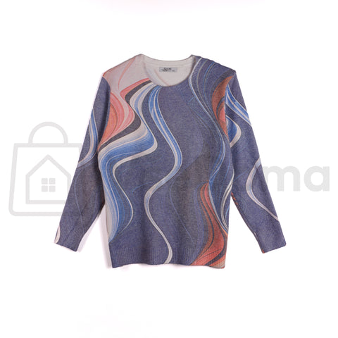 Dámský svetr s vlnitým vzorem