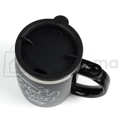 Termo hrnek s víčkem 450 ml – „Zahřeju Tě!“ / „Probuď se s vůní kávy“