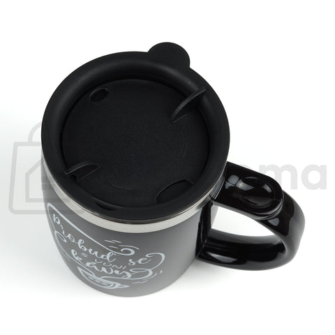 Termo hrnek s víčkem 450 ml – „Zahřeju Tě!“ / „Probuď se s vůní kávy“