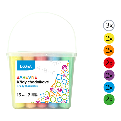 LUMA Křídy chodníkové 15ks barevné, box