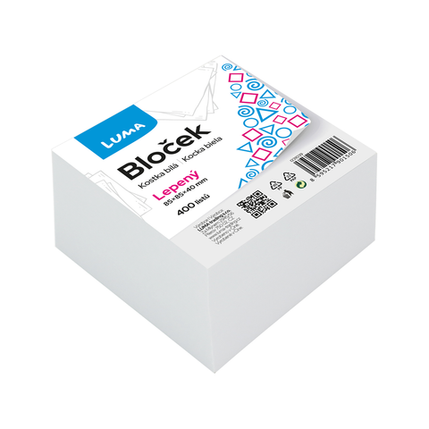 LUMA Bloček KOSTKA bílá 85 x 85 x40mm lepená