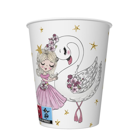 Papírový kelímek Pink Ballerina with Swan 0,25l