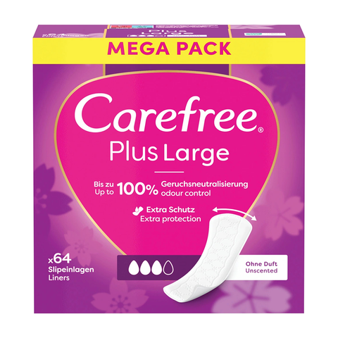 Carefree Plus Large Slipové vložky - Bez parfemace 64 ks