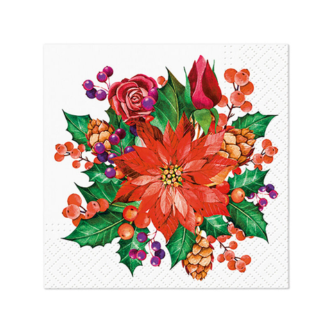 Ubrousky PAW Dekor C Poinsettia with Cones, 20ks