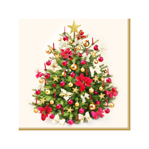 Ubrousky DAISY L Traditional Gold red Xmas Tree, 20ks