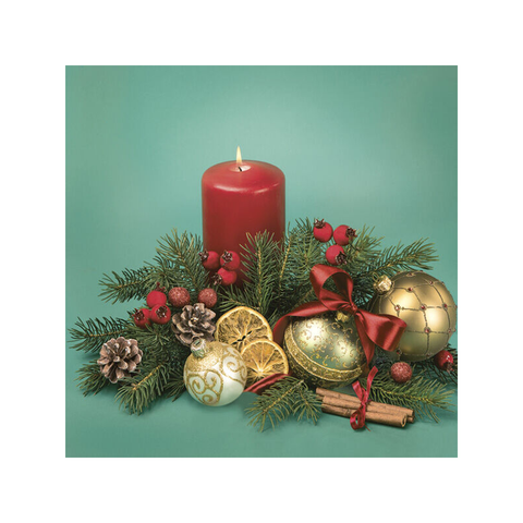 Ubrousky DAISY L Red Candle Composition on Green, 20ks