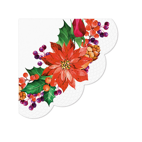 Ubrousky PAW Dekor R Poinsettia with Cones, 12ks