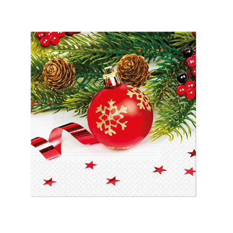 Ubrousky PAW TETE L Red Bauble, 20ks