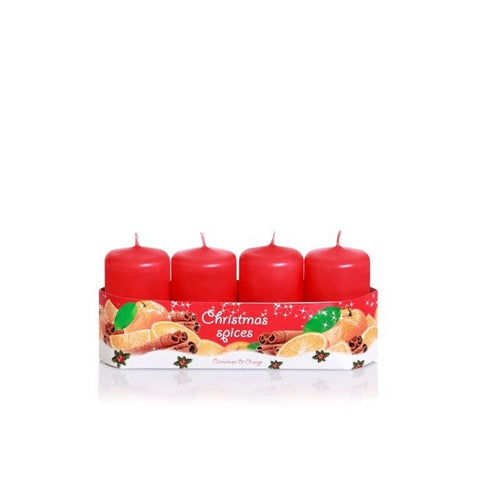 Vonné adventní svíčky – Christmas Spices / 4 ks / Ø 40 mm × výška 70 mm