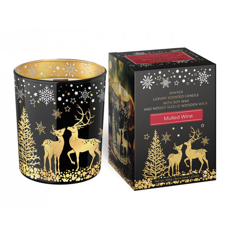 Luxusní vonná svíčka Bartek – Mulled Wine / dřevěný knot / ~47 h, 200 g