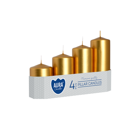 Adventní svíčka Aura – zlaté metalické/ 4 ks / 48 × 70–130 mm